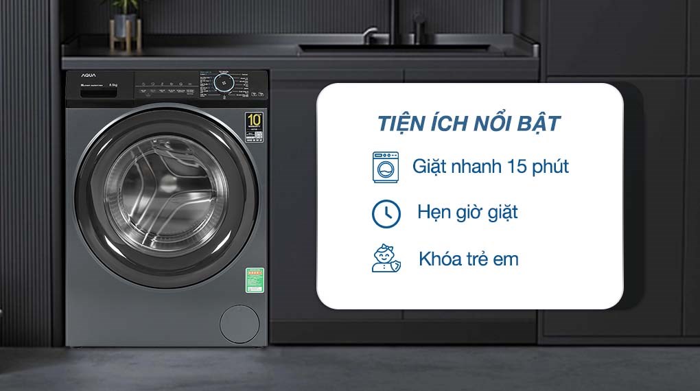 Máy giặt Aqua Inverter 8.5 kg AQD-A852J BK