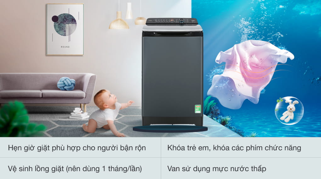 Máy giặt Aqua Inverter 10.5 kg AQW-FR105JT BK - Tiện ích