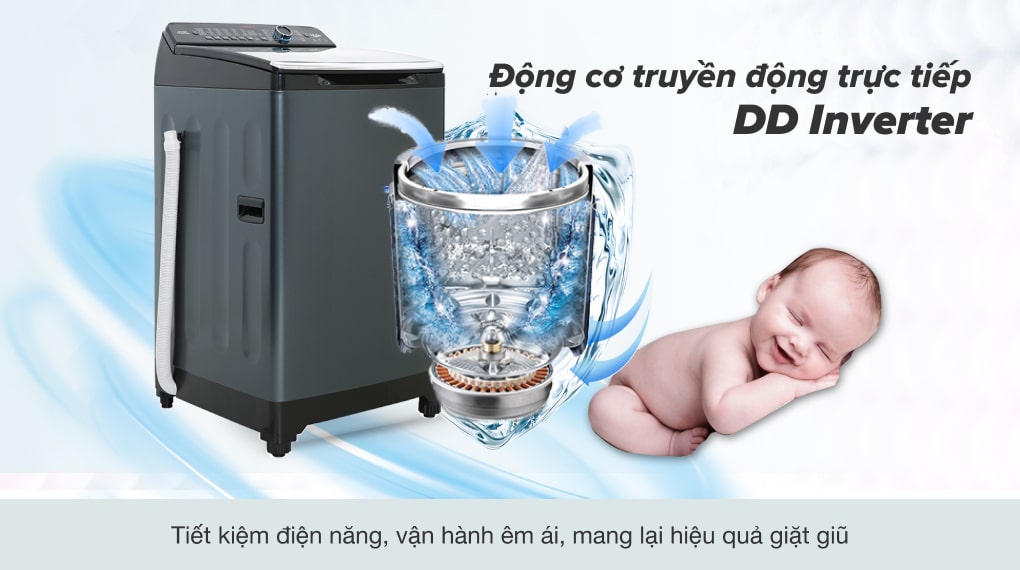 Máy giặt Aqua Inverter 10.5 kg AQW-DR105JT BK - Công nghệ DD Inverter
