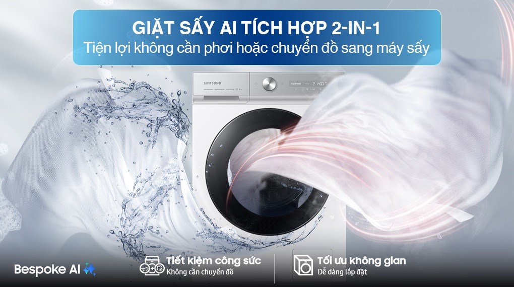 Máy giặt sấy Samsung Bespoke AI Inverter giặt 14 kg - sấy 8 kg WD14BB944DGMSV