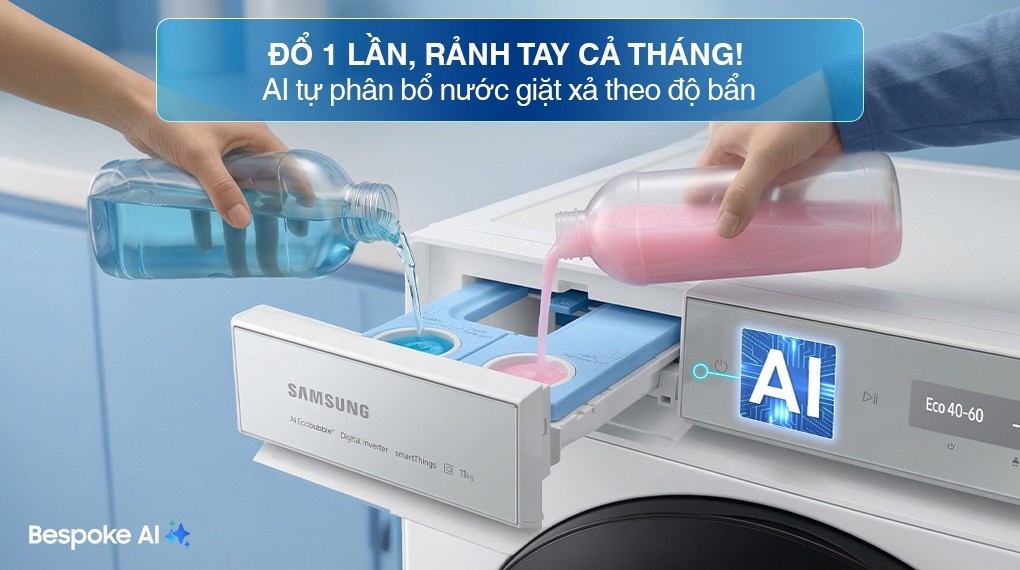Máy giặt sấy Samsung Bespoke AI Inverter giặt 14 kg - sấy 8 kg WD14BB944DGMSV