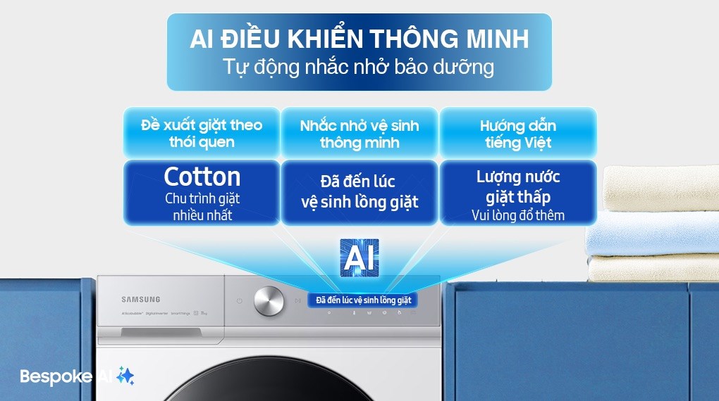 Máy giặt sấy Samsung Bespoke AI Inverter giặt 14 kg - sấy 8 kg WD14BB944DGMSV