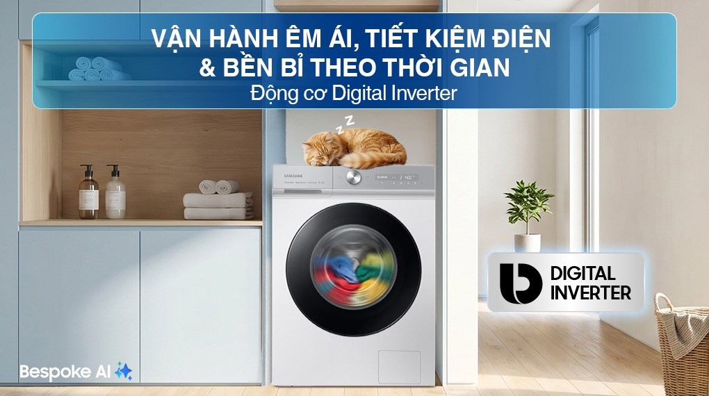 Máy giặt sấy Samsung Bespoke AI Inverter giặt 14 kg - sấy 8 kg WD14BB944DGMSV