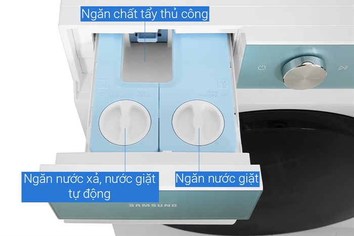 Máy giặt sấy Samsung Bespoke AI Inverter giặt 14 kg - sấy 8 kg WD14BB944DGMSV Màu Trắng - Xanh