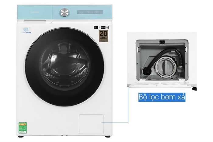 Máy giặt sấy Samsung Bespoke AI Inverter giặt 14 kg - sấy 8 kg WD14BB944DGMSV Màu Trắng - Xanh