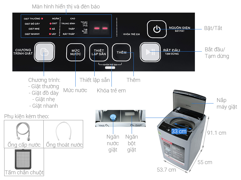 Máy giặt Sharp 7.5 Kg ES-Y75HV-S