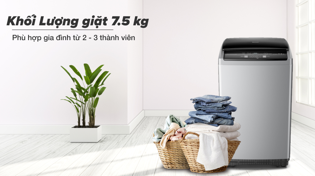 Máy giặt Sharp 7.5 Kg ES-Y75HV-S - KLG