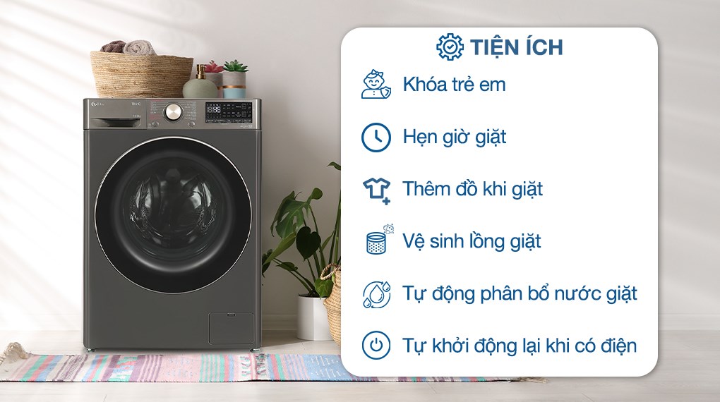 Máy giặt sấy LG AI DD Inverter giặt 14 kg - sấy 8 kg FV1414H3BA