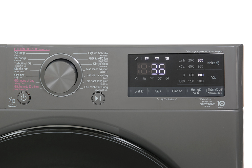 Máy giặt LG AI DD Inverter 10 kg FV1410S4M1 Màu Xám