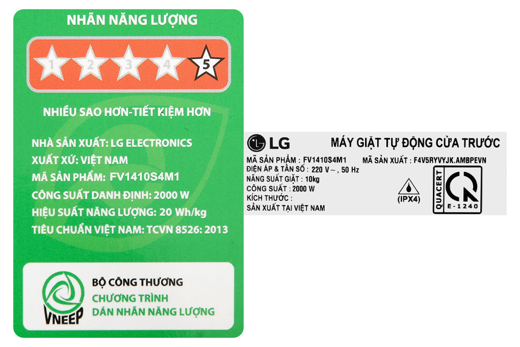 Máy giặt LG AI DD Inverter 10 kg FV1410S4M1 Màu Xám