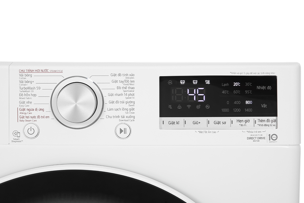 Máy giặt LG AI DD Inverter 10 kg FV1410S4W1 Màu Trắng