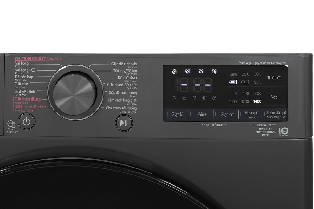 Máy giặt LG AI DD Inverter 9 kg FV1409S4M Màu Xám