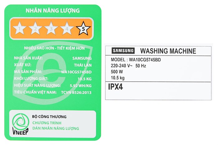 Máy giặt Samsung Ecobubble Inverter 10.5 kg WA10CG5745BDSV Màu Đen - Xám