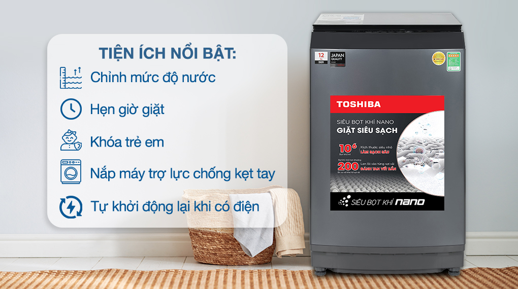 Máy giặt Toshiba Inverter 12 kg AW-DUK1300KV (MK) - Tiện ích