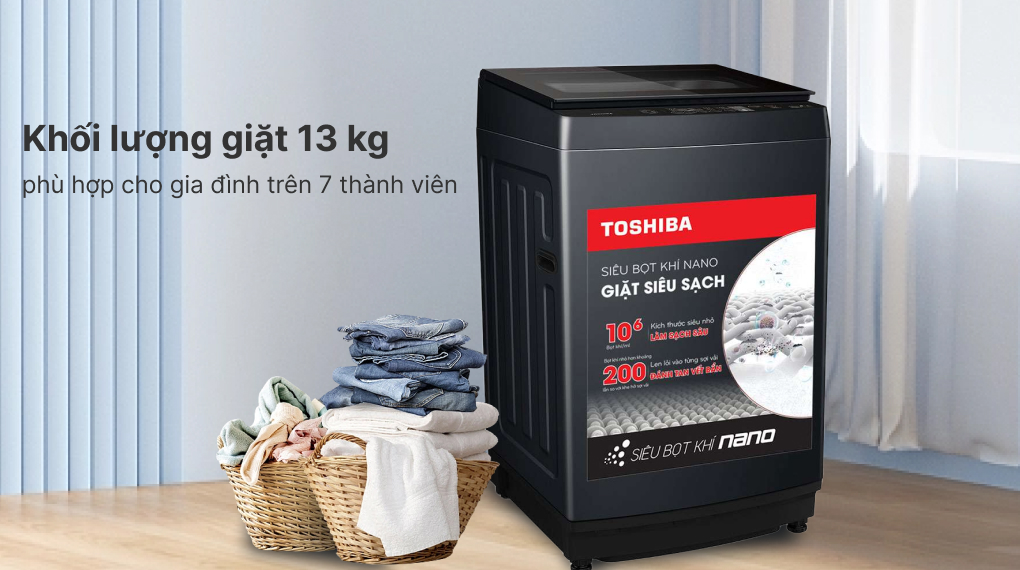 Máy giặt Toshiba Inverter 13 kg AW-DUM1400LV MK - Khối lượng và chương trình giặt