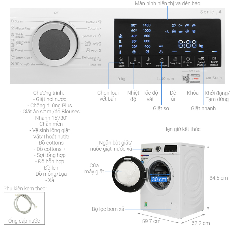 Máy giặt Bosch 9 kg WGA14400SG