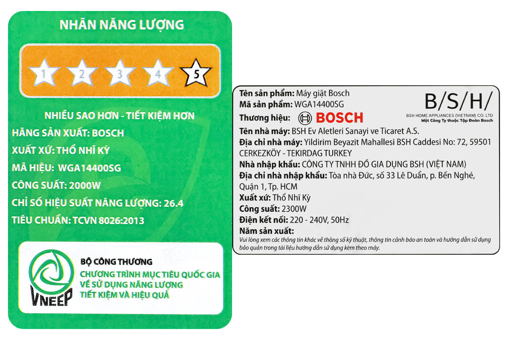 Máy giặt Bosch 9 kg WGA14400SG Màu Trắng