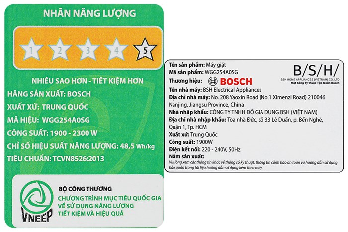 Máy giặt Bosch 10 kg WGG254A0SG Màu Trắng