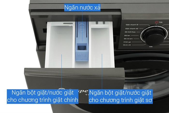 Máy giặt Casper Inverter 8 kg WF-8VG1 Màu Ghi Đậm