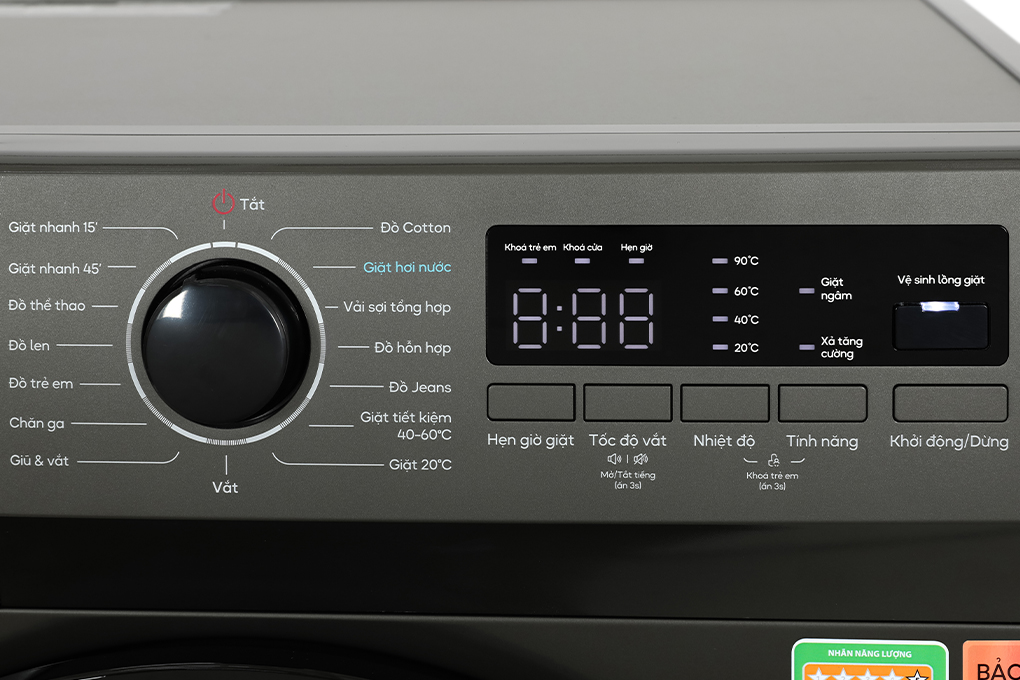 Máy giặt Casper Inverter 8 kg WF-8VG1 Màu Ghi Đậm