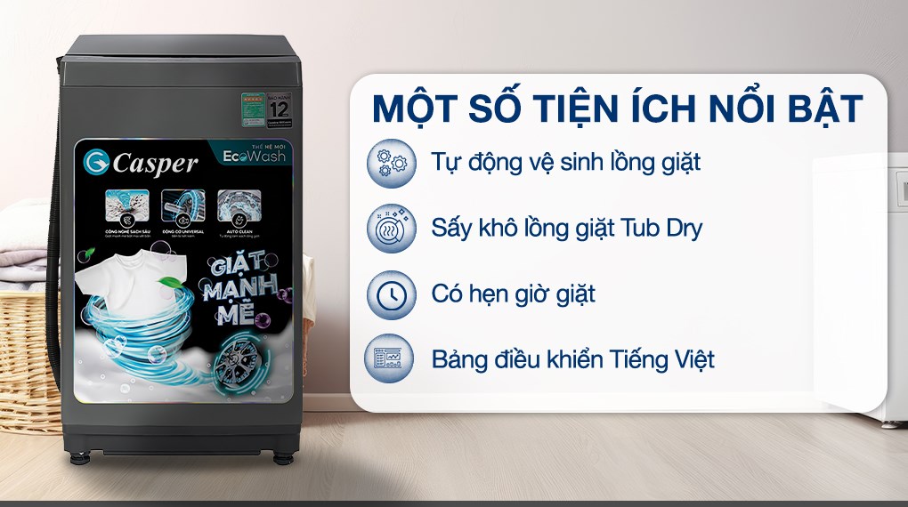 Máy giặt Casper 8.5 kg WT-85NG1
