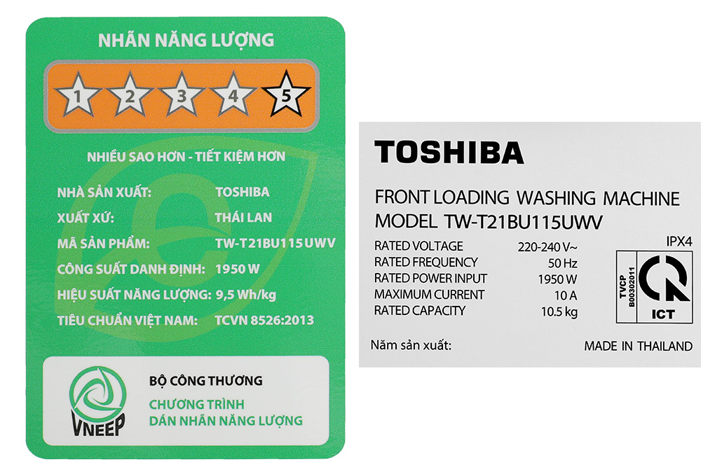 Máy giặt Toshiba Inverter 10.5 kg TW-T21BU115UWV(MG) Màu Xám đậm
