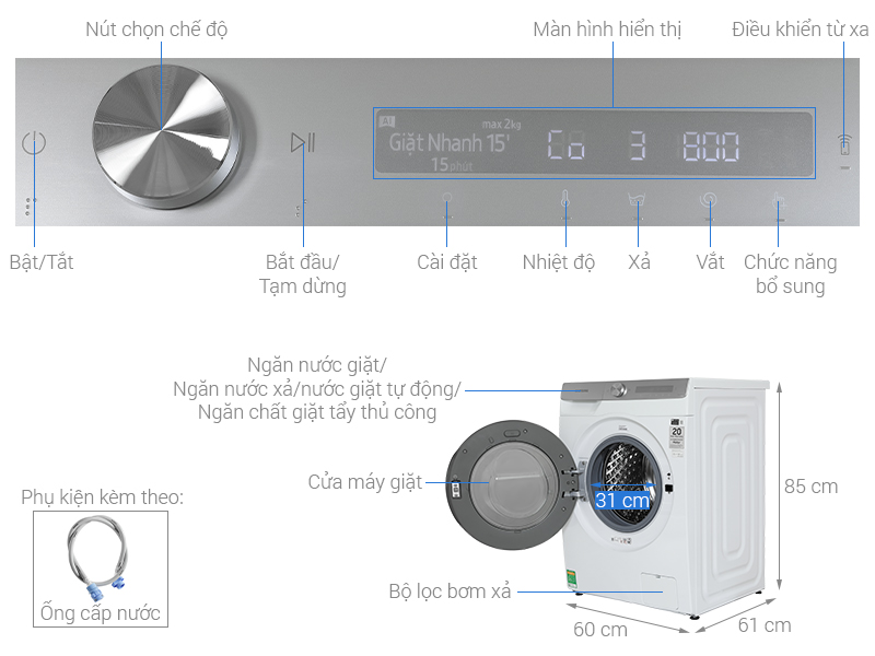 Máy giặt Samsung AI Ecobubble Inverter 12 kg WW12CGP44DSHSV