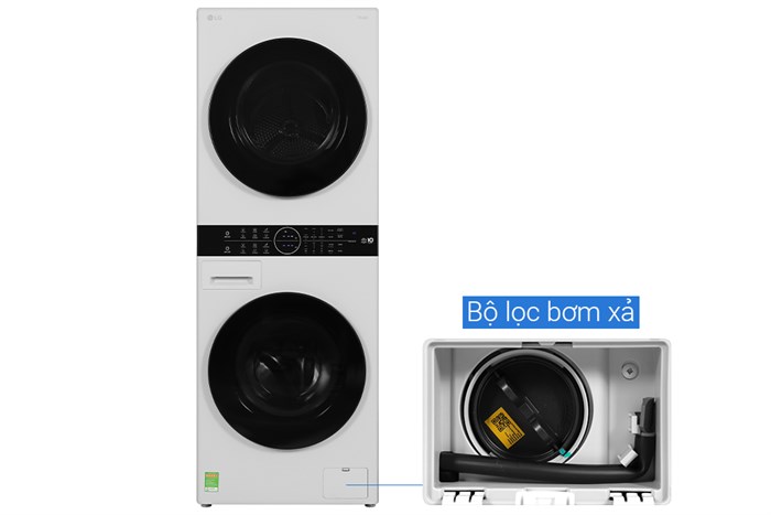 Tháp giặt sấy LG WashTower Inverter giặt 14 kg - sấy 10 kg WT1410NHE Màu Màu be