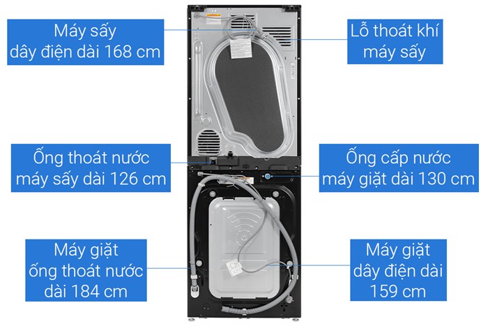 Tháp giặt sấy LG WashTower Inverter giặt 14 kg - sấy 10 kg WT1410NHE Màu Màu be