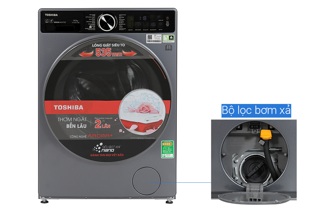 Máy giặt Toshiba Inverter 10.5 kg TW-T25BU115MWV(MG) Màu Xám đậm