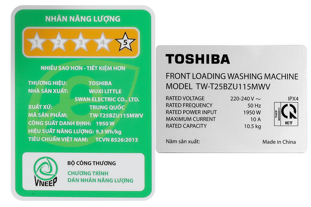 Máy giặt Toshiba Inverter 10.5 kg TW-T25BZU115MWV(MG) Màu Xám đậm