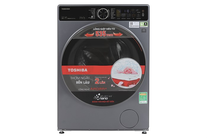 Máy giặt sấy Toshiba Inverter giặt 10.5 kg - sấy 7 kg TWD-T25BZU115MWV(MG) Màu Xám đậm