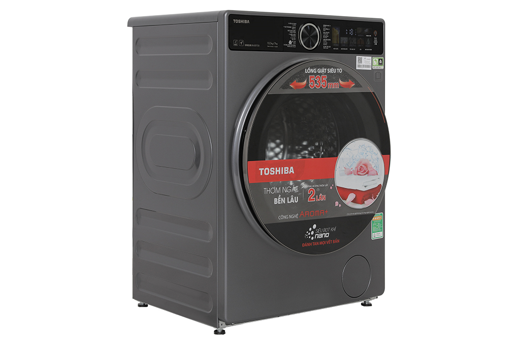 Máy giặt sấy Toshiba Inverter giặt 10.5 kg - sấy 7 kg TWD-T25BZU115MWV(MG) Màu Xám đậm