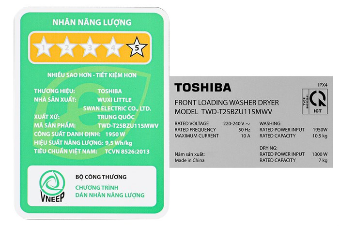 Máy giặt sấy Toshiba Inverter giặt 10.5 kg - sấy 7 kg TWD-T25BZU115MWV(MG) Màu Xám đậm