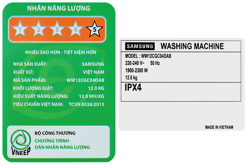 Máy giặt Samsung Inverter 12 kg WW12CGC04DABSV Màu Đen