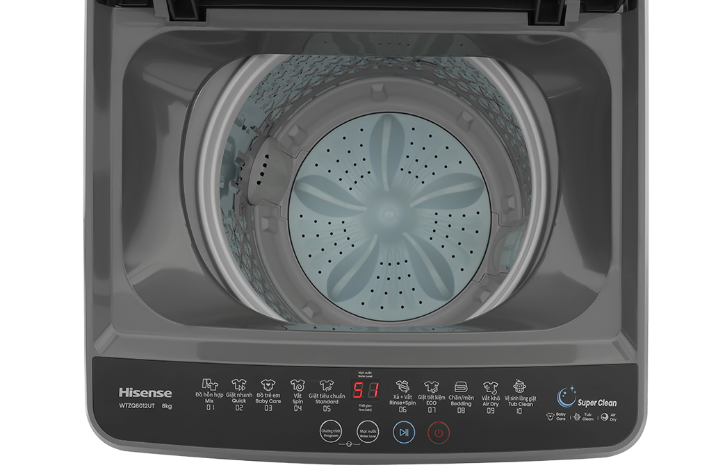 Máy giặt Hisense 8 kg WTZQ8012UT Màu Xám