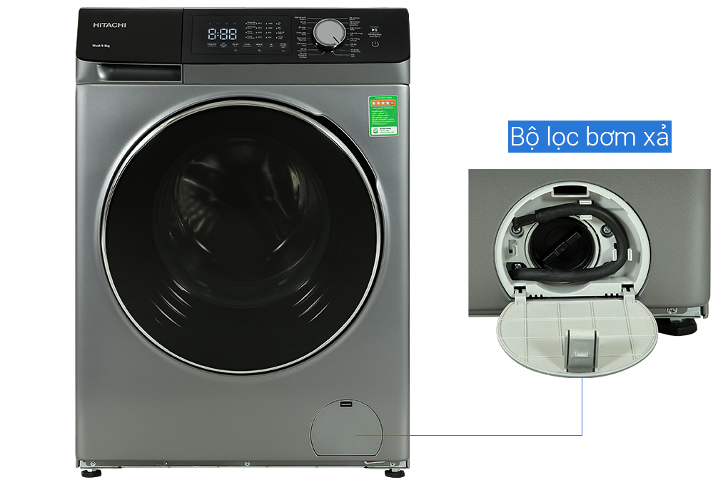Máy giặt Hitachi Inverter 9.5 kg BD-954HVOS Màu Xám đậm