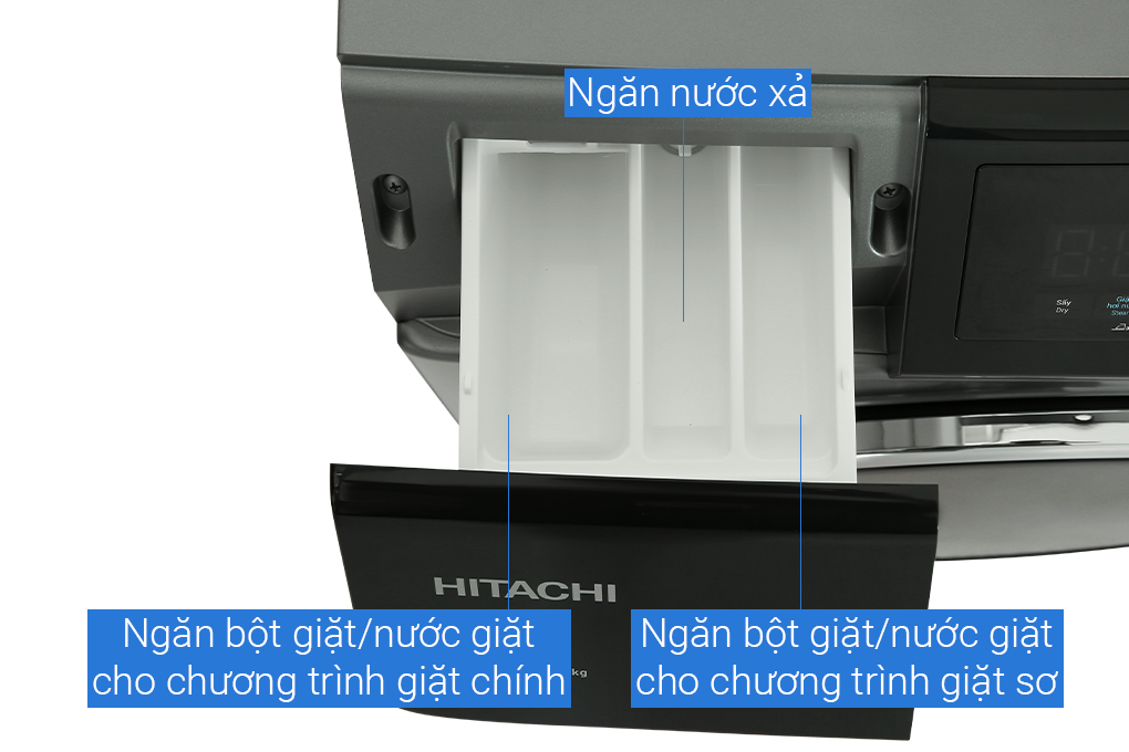 Máy giặt sấy Hitachi Inverter giặt 8.5 kg - sấy 5 kg BD-D852HVOS Màu Xám đậm