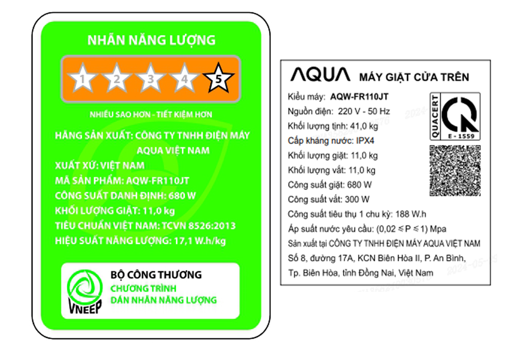 Máy giặt Aqua 11 kg AQW-FR110JT BK Màu Đen