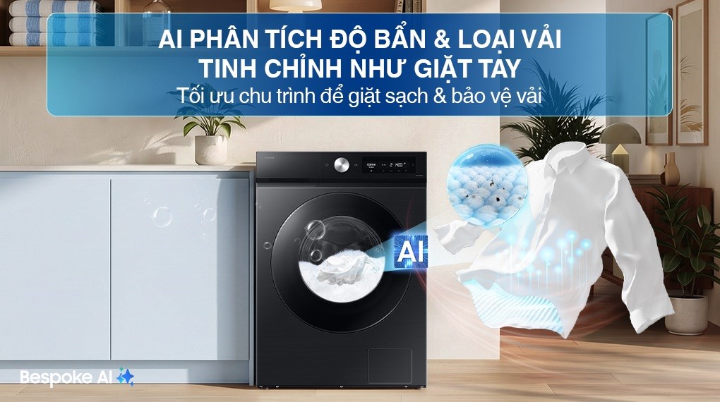 Máy giặt sấy Samsung Bespoke Inverter giặt 12 kg - sấy 7 kg WD12DB7B85GBSV