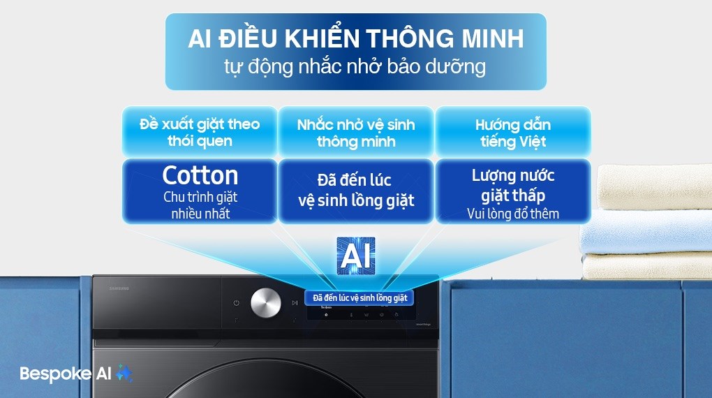 Máy giặt sấy Samsung Bespoke Inverter giặt 12 kg - sấy 7 kg WD12DB7B85GBSV