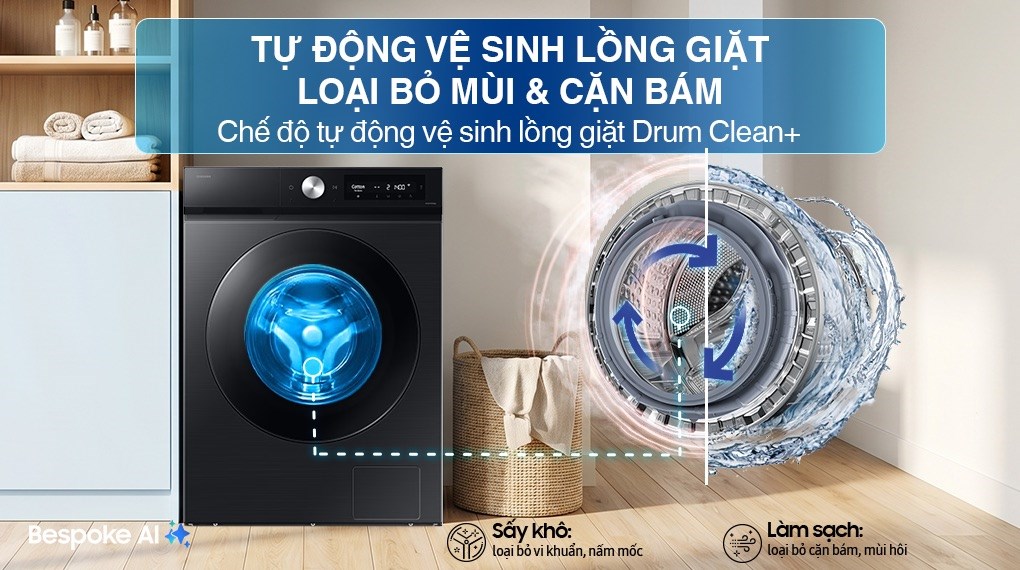Máy giặt sấy Samsung Bespoke Inverter giặt 12 kg - sấy 7 kg WD12DB7B85GBSV