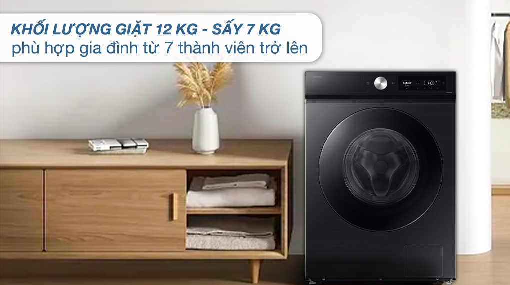 Máy giặt sấy Samsung Bespoke Inverter giặt 12 kg - sấy 7 kg WD12DB7B85GBSV - Khối lượng