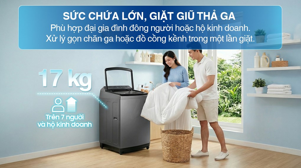 Máy giặt Samsung Ecobubble Inverter 17 kg WA17CG6442BDSV