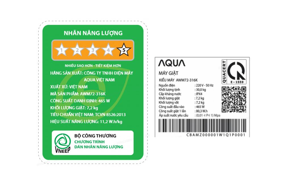 Máy giặt Aqua 7.2 kg AWM72-316K(S) Màu Bạc