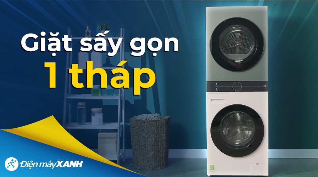 Tháp giặt sấy LG WashTower Inverter giặt 14 kg - sấy 10 kg WT1410NHEG