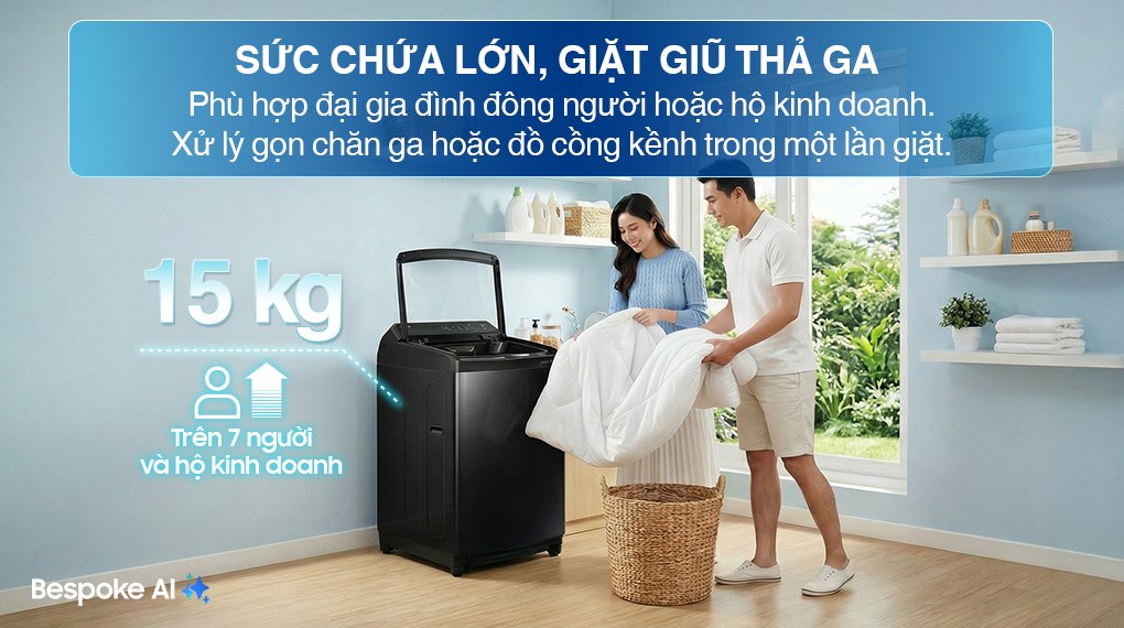 Máy giặt Samsung Inverter 15 kg WA80F15B6BSV