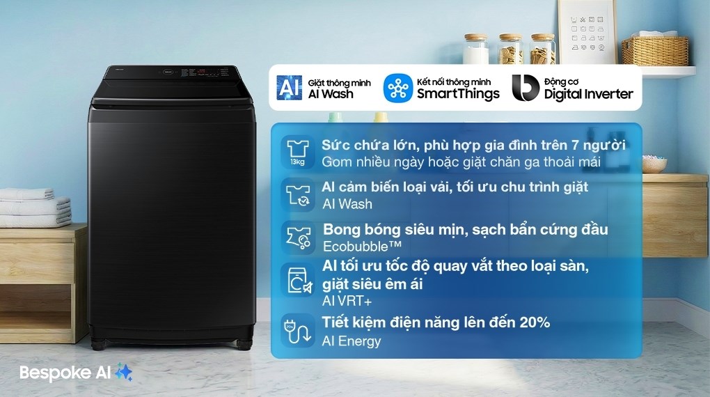 Máy giặt Samsung Inverter 13 kg WA80F13S5BSV