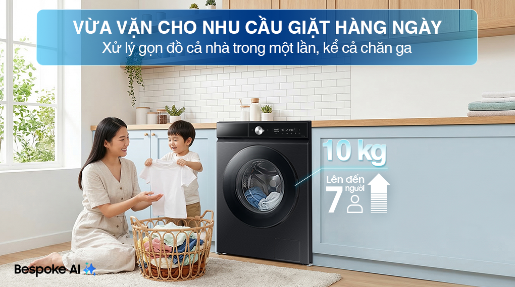 Máy giặt Samsung Bespoke AI EcoBubble Inverter 10 kg WW10DB7U34GBSV