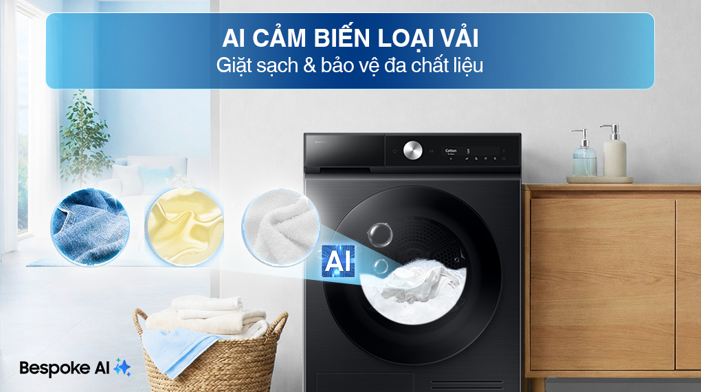 Máy giặt Samsung Bespoke AI EcoBubble Inverter 10 kg WW10DB7U34GBSV